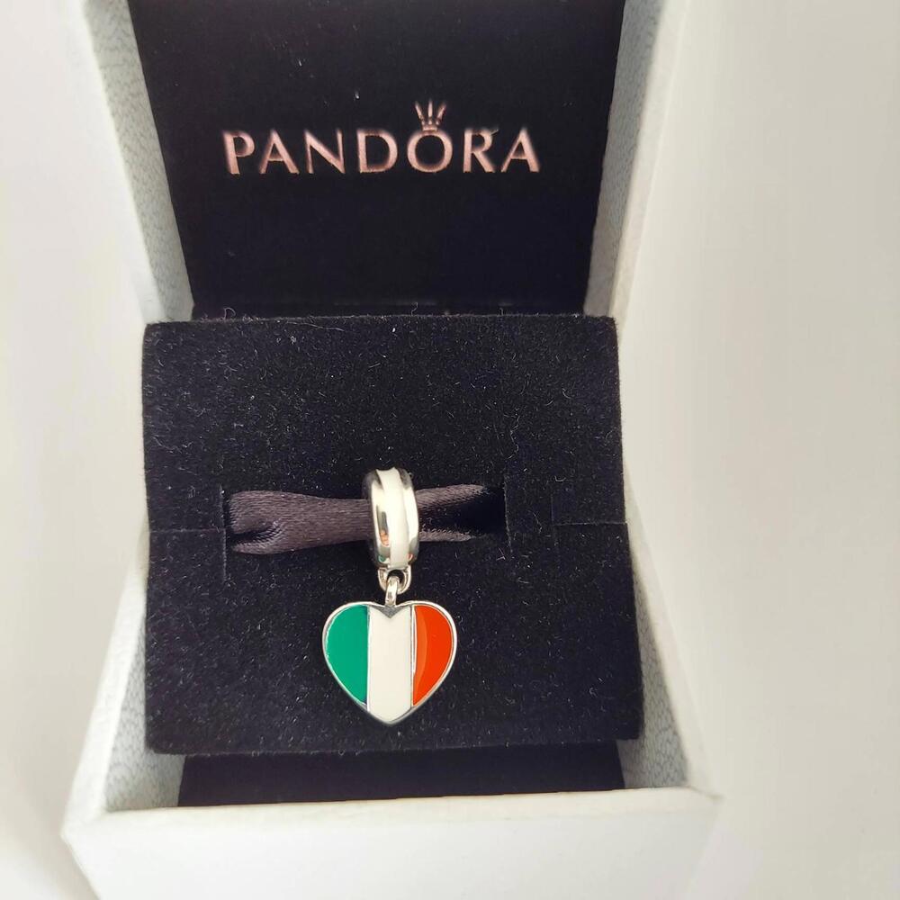 Pandora Italy Flag Love Travel Silver Charm Dangle Authentic with Gift Box #136